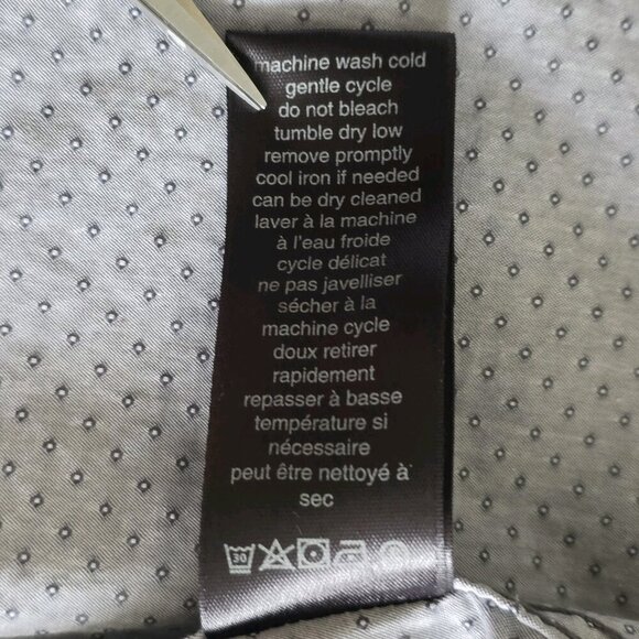 John Varvatos Shirt Mens L Gray Birds Eye LS Button Roll Up Tab Casual Preppy - Picture 16 of 16